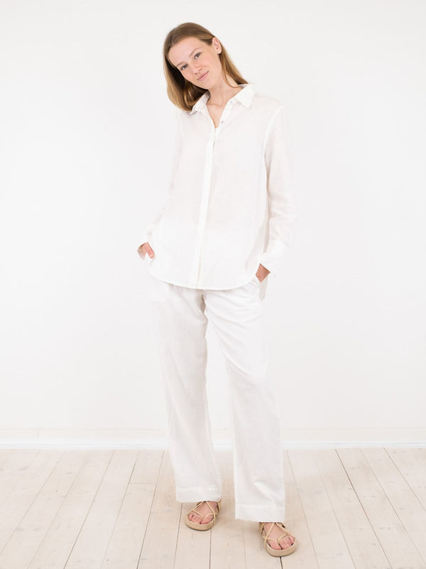 Neo Noir Sonar Linen Trousers (White)