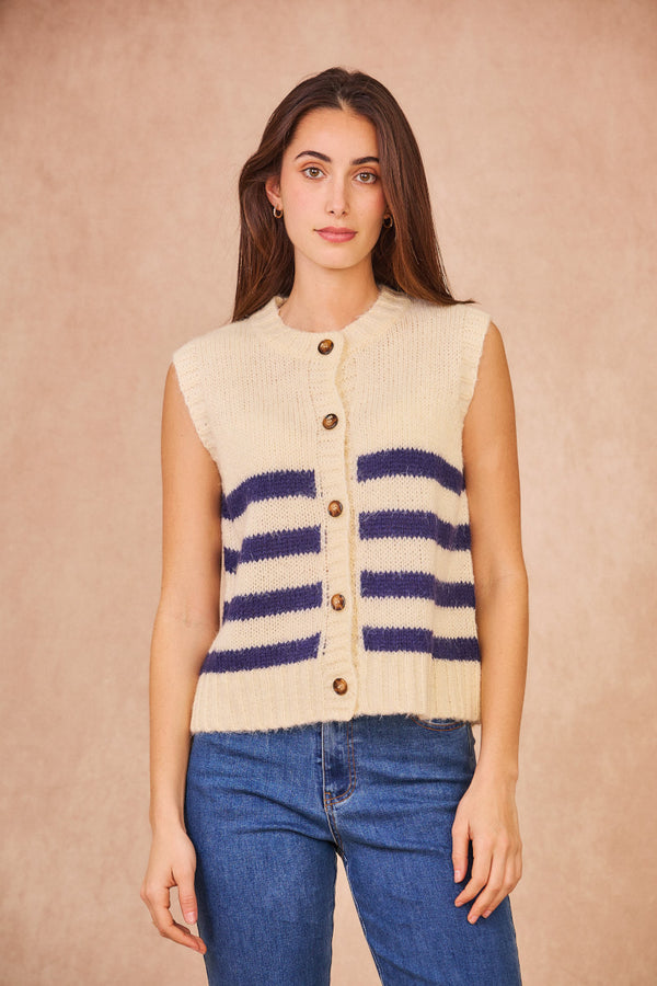 Martine Gilet (navy stripe)