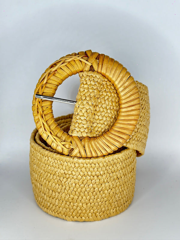 Tan round woven belt