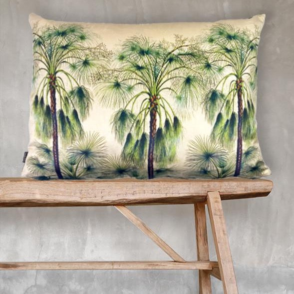 Green Palms Velvet Cushion (Large)