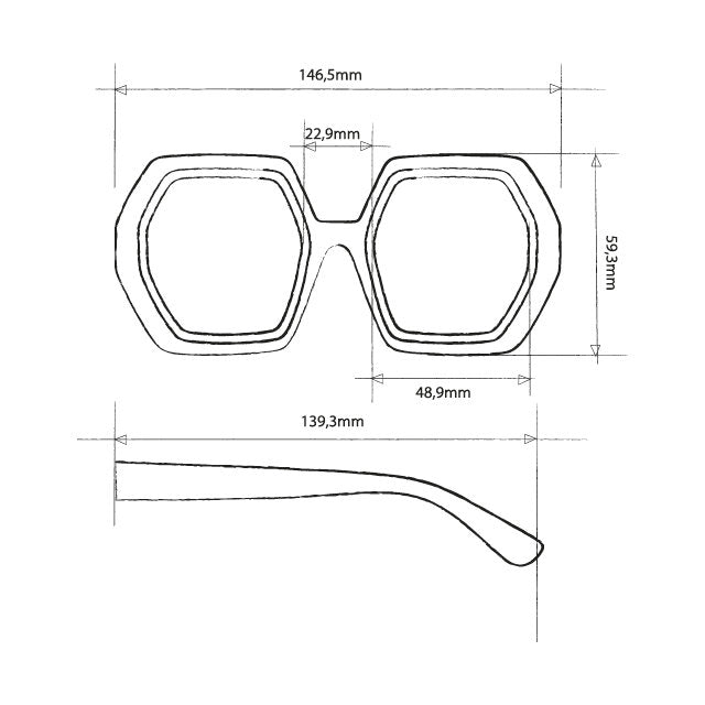 OKKIA Hexagonal Sunglasses in Decoro Sixty