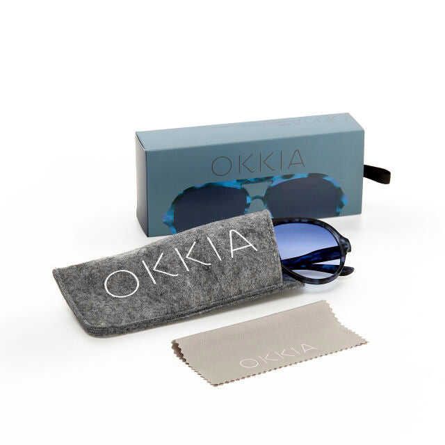 OKKIA Alessio Sunglasses in Forest Blue Havana
