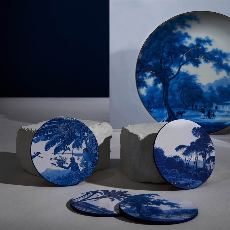 Blue Landscape Set of 4 Plates
