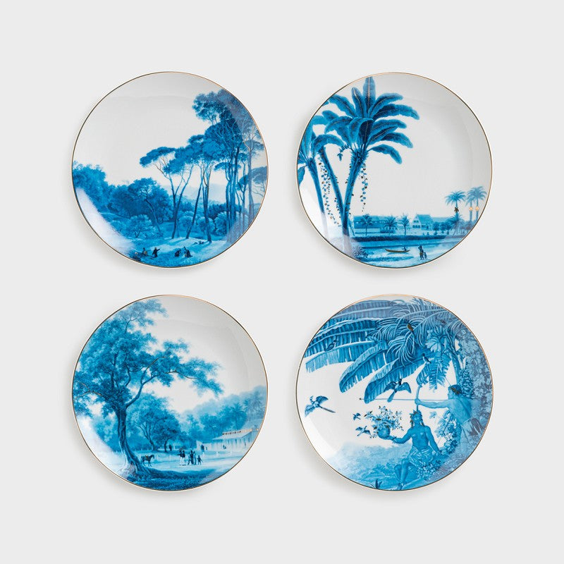 Blue Landscape Set of 4 Plates