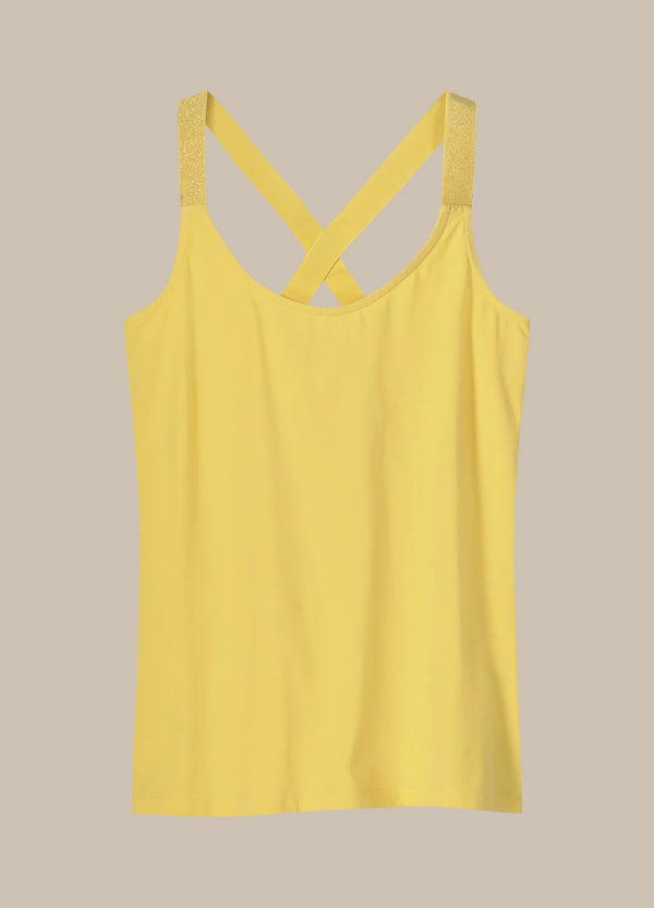 Summum Woman Crossover Vest with Glitter Straps - Banana Cream