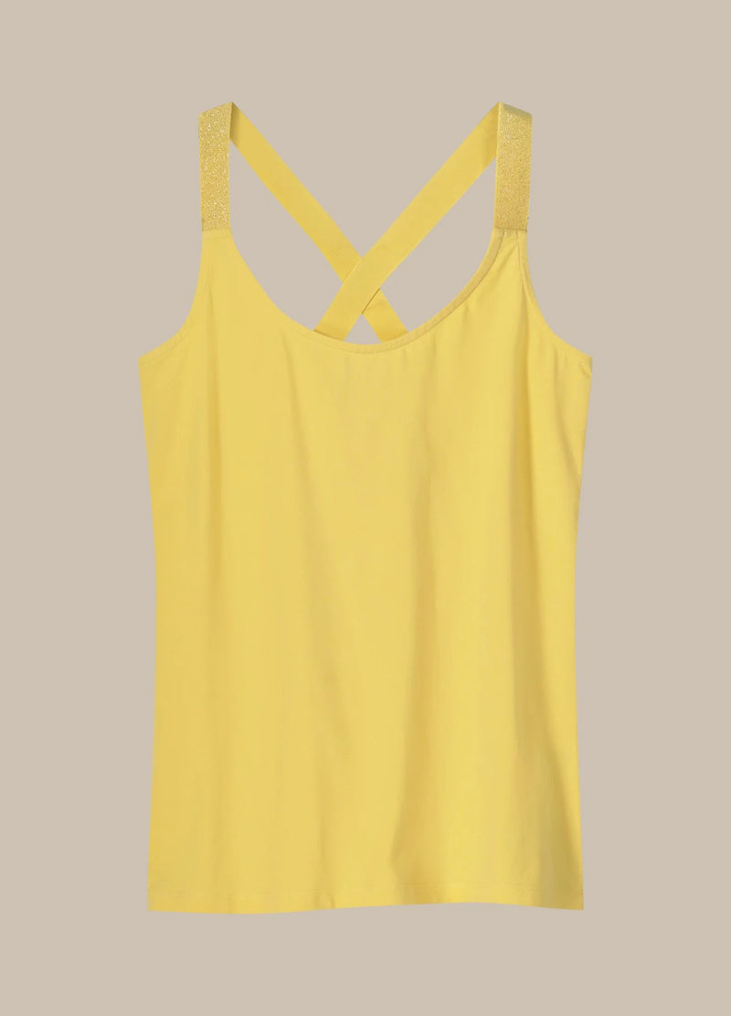 Summum Woman Crossover Vest with Glitter Straps - Banana Cream