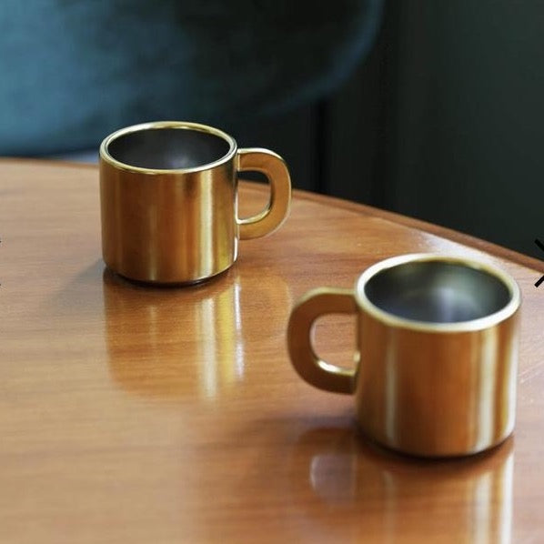 Gold Coffee / Tea / Chocolate Mugs (Set of 2)