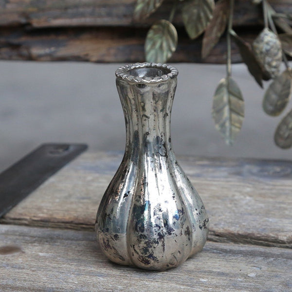 Silvered Glass Gourd Shaped Bud Vase