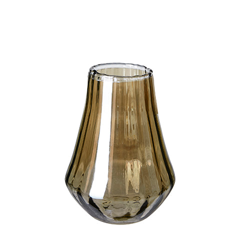Smokey Topaz Glass Faceted Vase