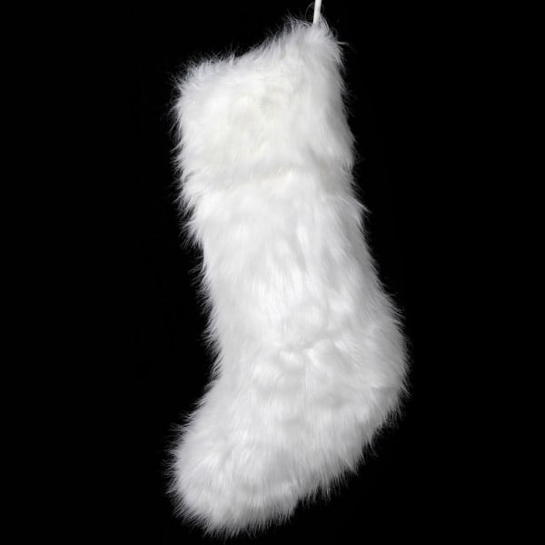 White Faux Fur LARGE Christmas Stocking