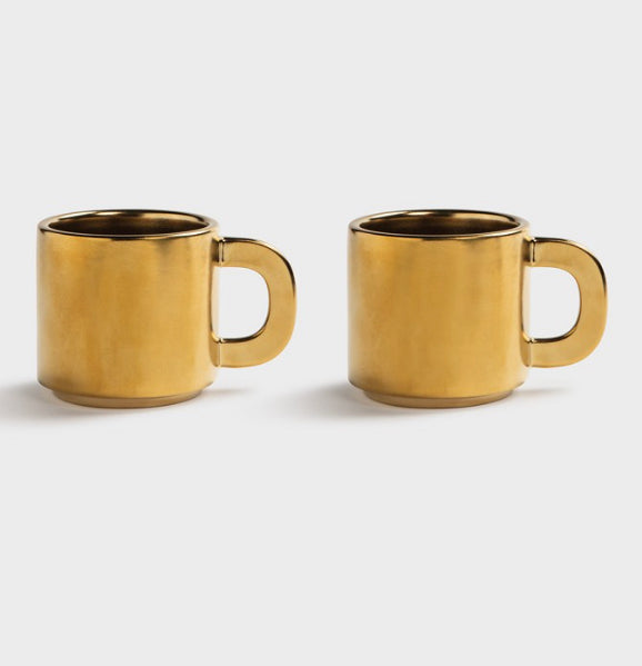 Gold Coffee / Tea / Chocolate Mugs (Set of 2)