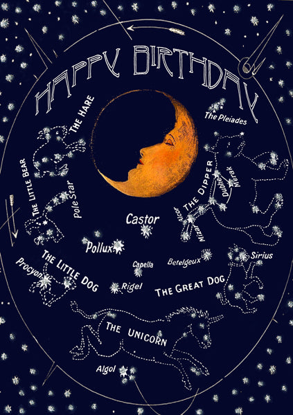 Sleeping Moon Birthday Card - With Glitter