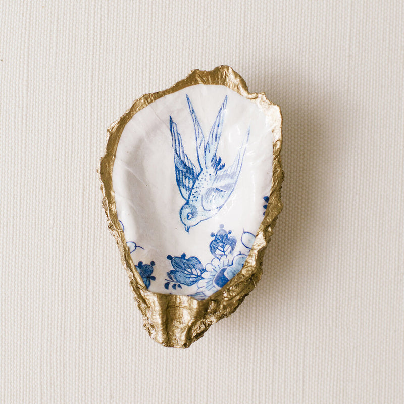 GRIT & GRACE Decoupage Oyster Jewellery Dish (Peony Bloom)