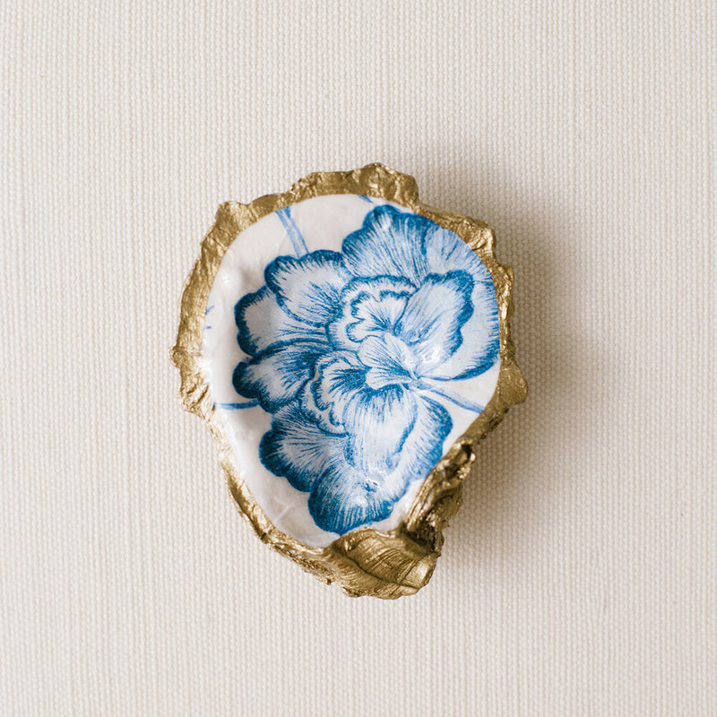 GRIT & GRACE Decoupage Oyster Jewellery Dish (Peony Bloom)