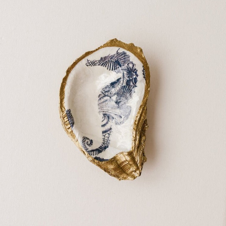 GRIT & GRACE Decoupage Oyster Jewellery Dish (Peony Bloom)