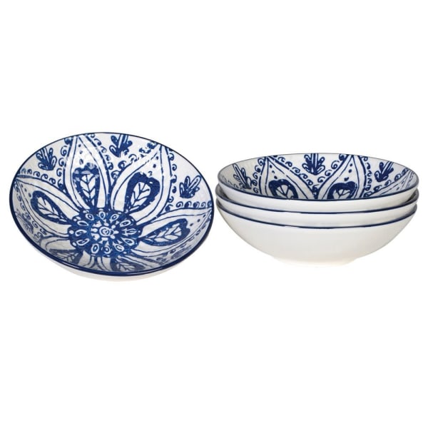 Blue and White Patterned Serving Bowl