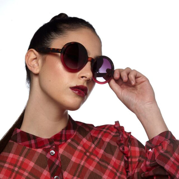 OKKIA Sunglasses Round Lens (Deep Pink & Tortoise Shell)