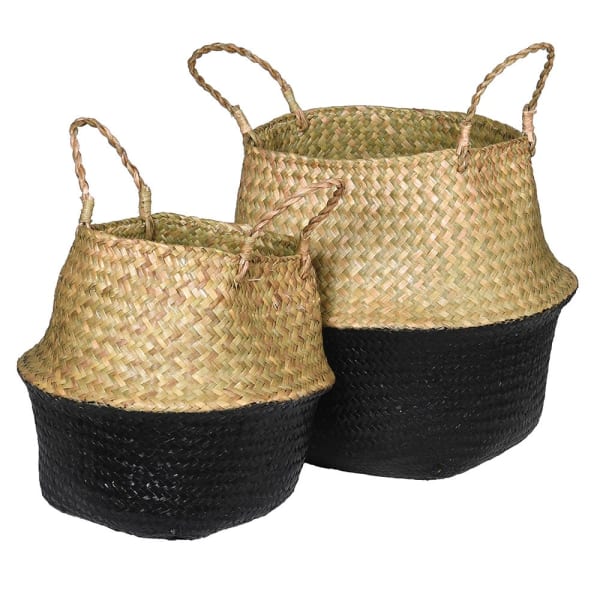 Black Natural Seagrass Basket (2 Sizes)
