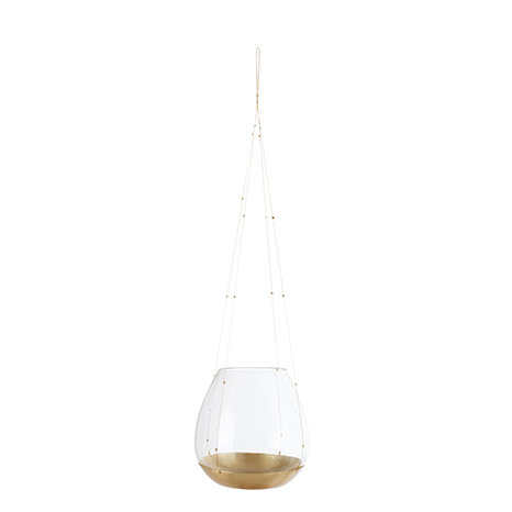 Hanging Tea Light Holder - Gold Wire/Gold Base