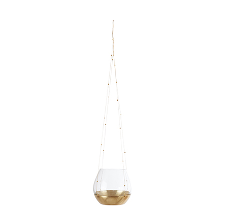 Hanging Tea Light Holder - Gold Wire/Gold Base