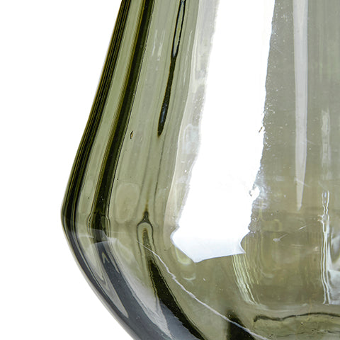Smokey Green Glass Faceted Vase