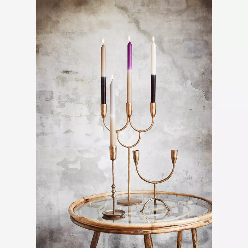 Purple + Taupe - 2 Tone Dining Candles - Scandi Colours