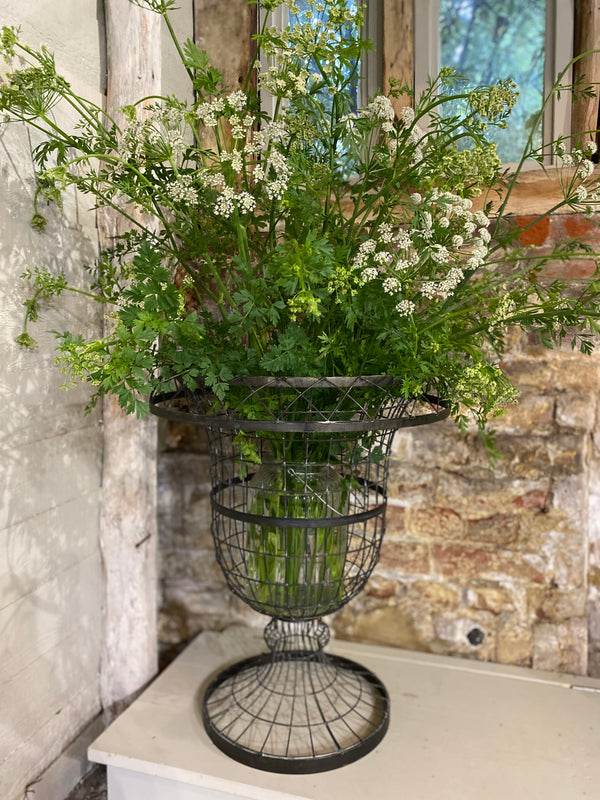 Large Black Wire Urn