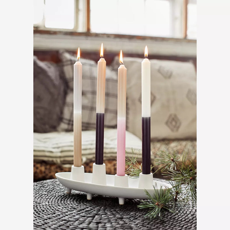 Taupe + Pastel Pink - 2 Tone Dining Candles - Scandi Colours
