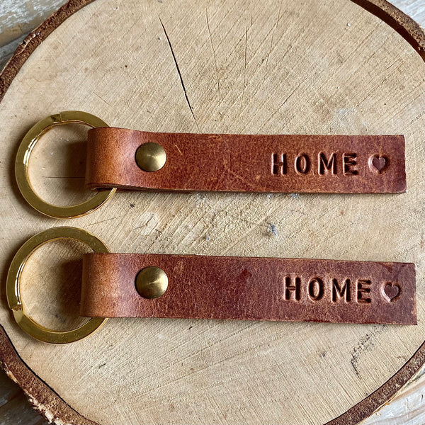 HOME * Leather Message Key Ring - UK MADE