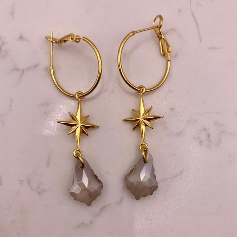 Bronze Star & Crystal Earrings