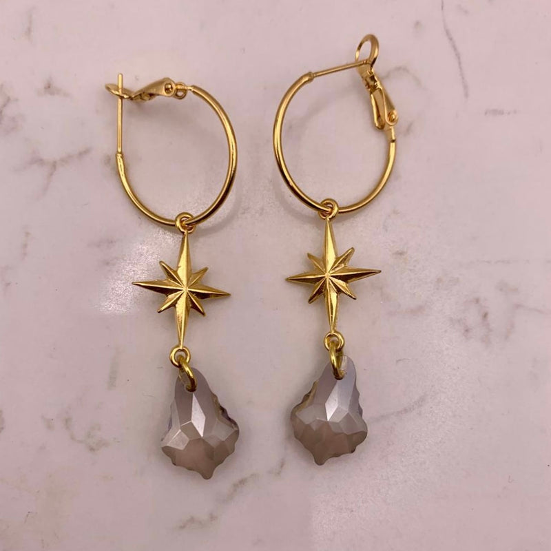 Bronze Star & Crystal Earrings