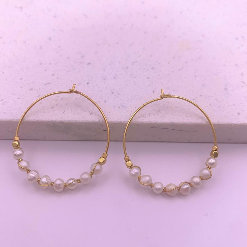 Ibu Pearl Hoop Earrings