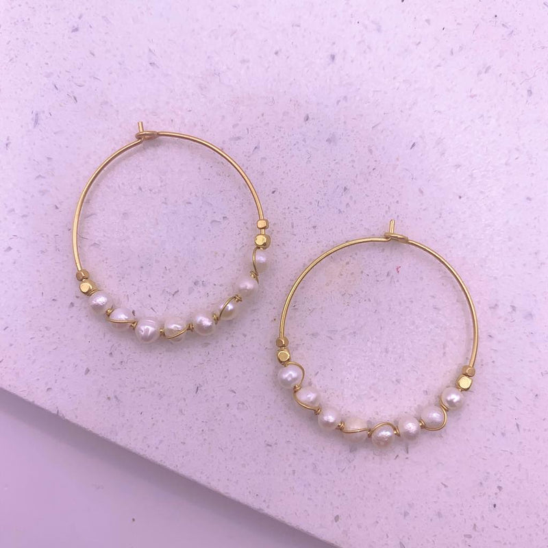 Ibu Pearl Hoop Earrings