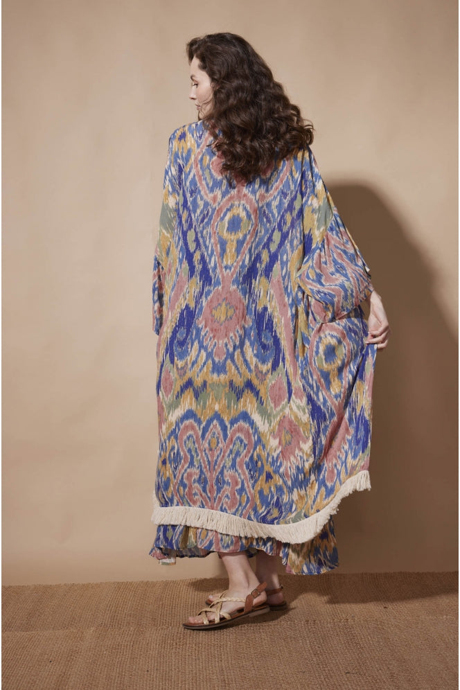 Louizon Jemina Kimono in Ikat Blue