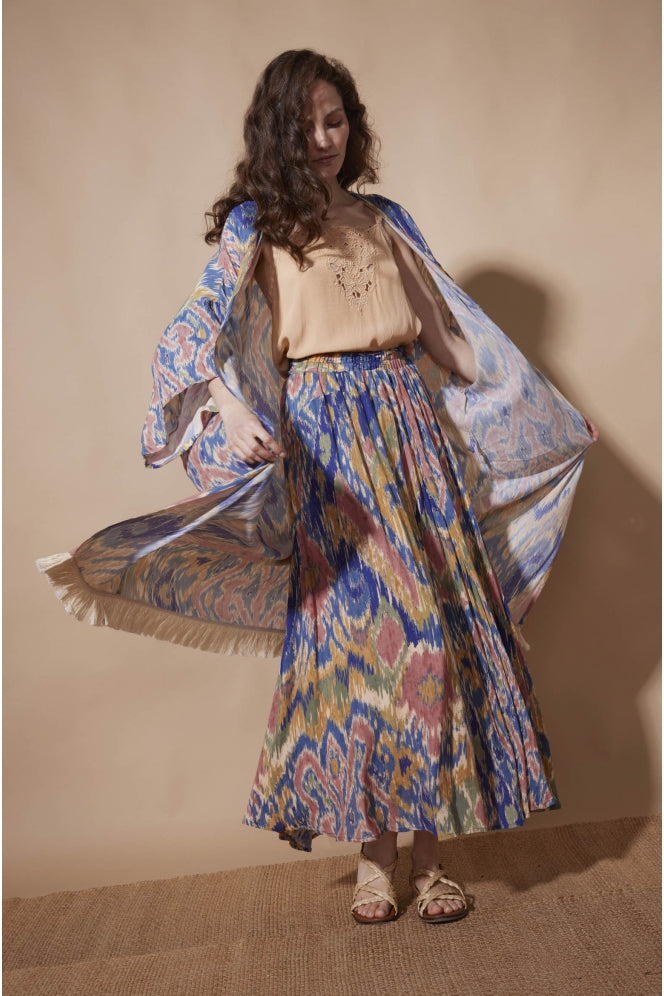 Louizon Jemina Kimono in Ikat Blue