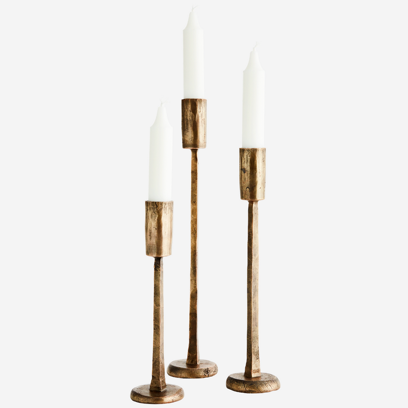 Hand Forged Single Candle Holder Set of 3