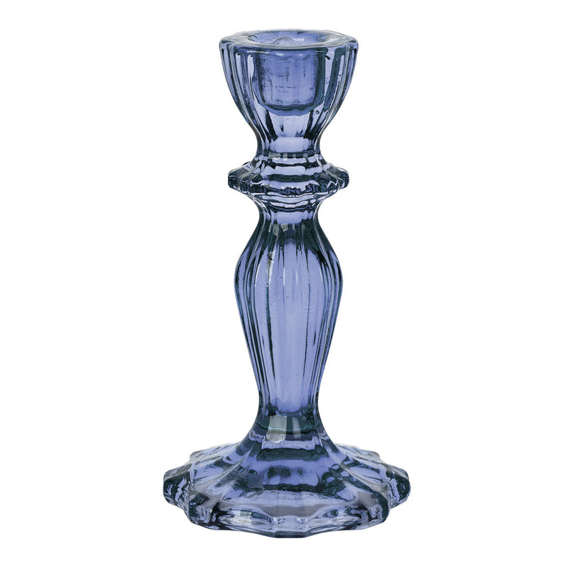 Coloured Glass Candlestick Holder - AQUA BLUE
