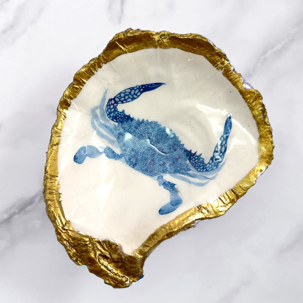 GRIT & GRACE Decoupage Oyster Jewellery Dish (Crab)