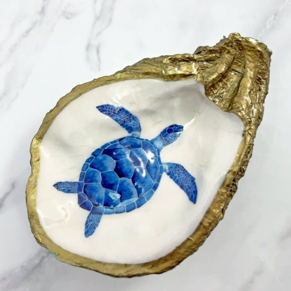 GRIT & GRACE Decoupage Oyster Jewellery Dish (Turtle)