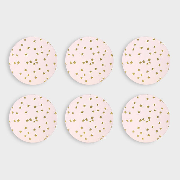 Set of 6 Pink Gold Stars Coasters
