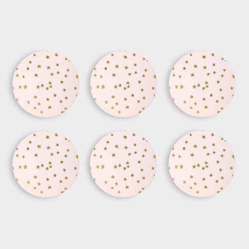 Set of 6 Pink Gold Stars Coasters