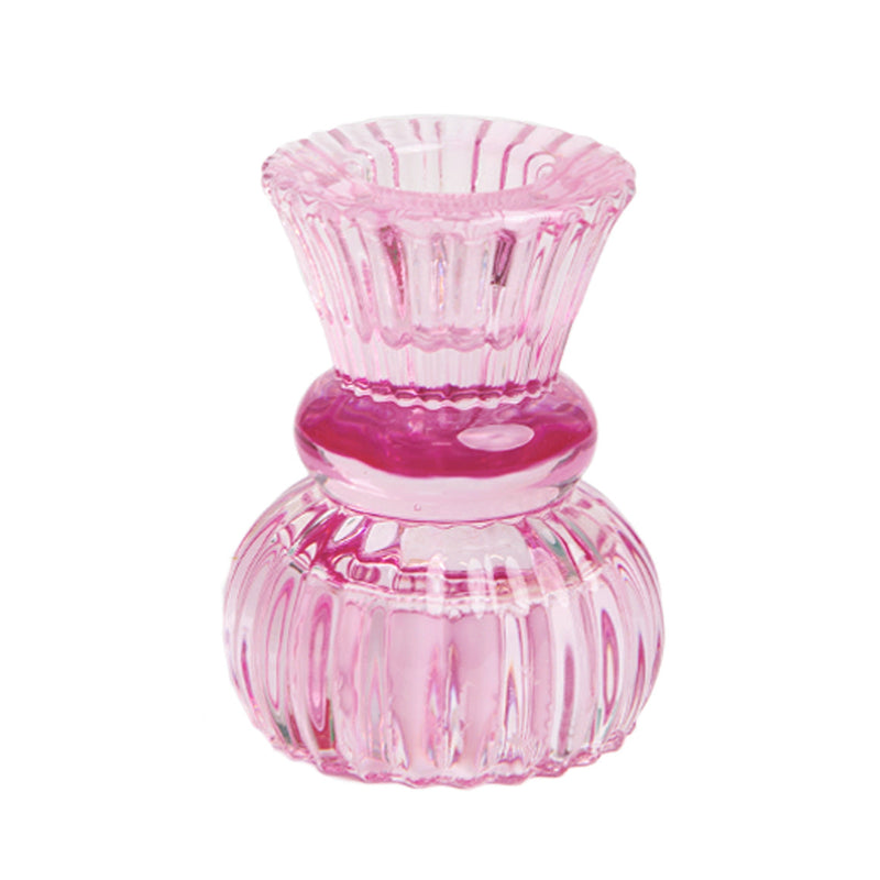 Coloured Glass Vase / Short Candlestick Holder - PINK