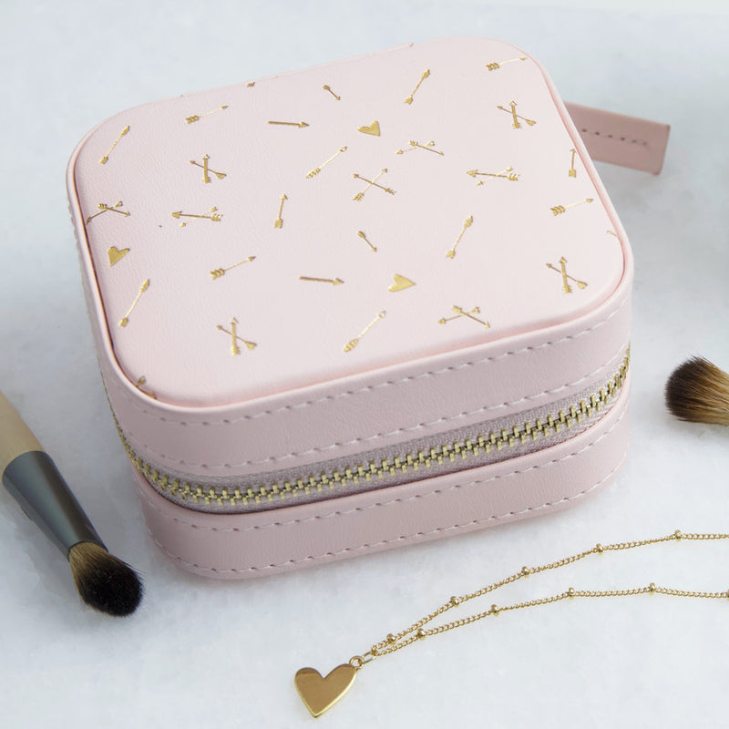 Small Square Pink with Gold Arrows Travel case