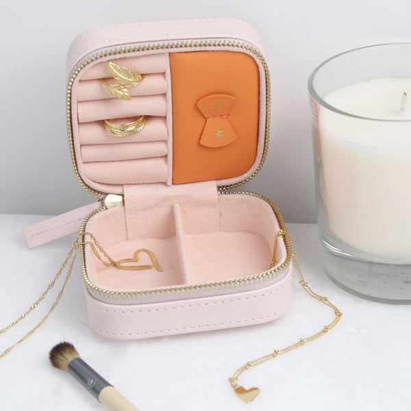 Small Square Pink with Gold Arrows Travel case