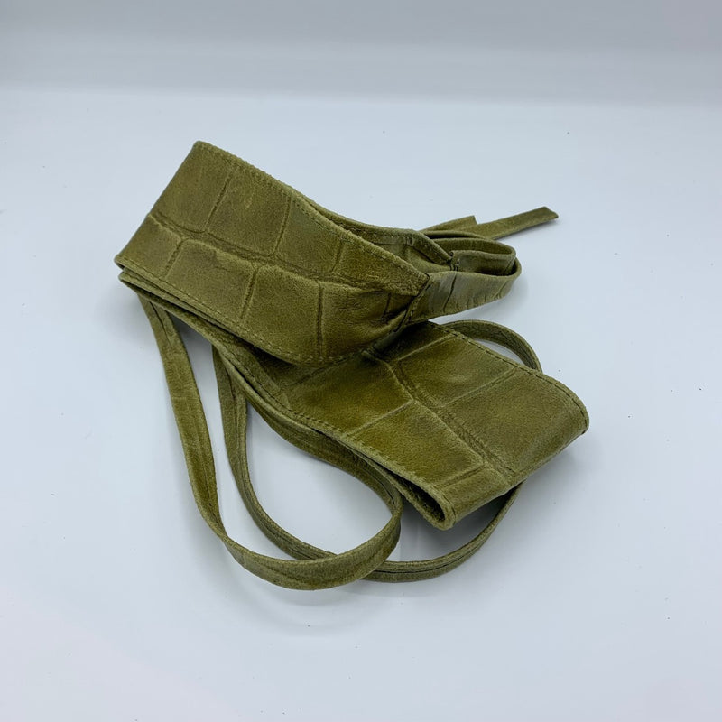 Italian Leather Mock Croc Kimono Belt