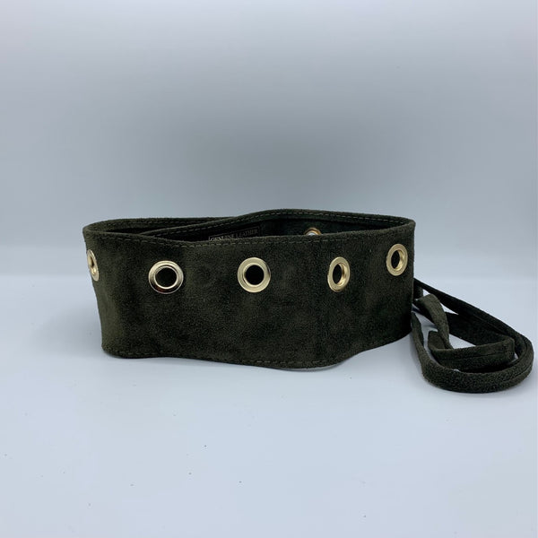 Italian Leather Suede with Brass Rings Kimono Belt - Rich Chesnut or Khaki